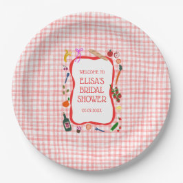 Plato De Papel Pícnic de Gingham Moderno Lindo PERSONALIZADO Desp