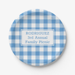 Plato De Papel Picnic de la marca Light Blue White BuffalCheck