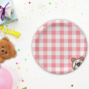 Plato De Papel Picnic de oso de peluche gingham
