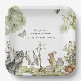 Plato De Papel Picnic de Woodland | Baby Shower de animales fores