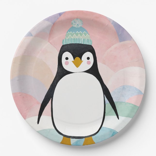 Plato De Papel Pico de Pingüino Pastel (Anverso)