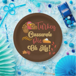 Plato De Papel Pie Casserole de Acción de Gracias Turquía Oh Mi