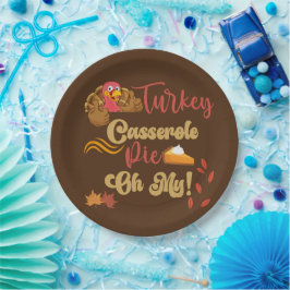 Plato De Papel Pie Casserole de Acción de Gracias Turquía Oh Mi