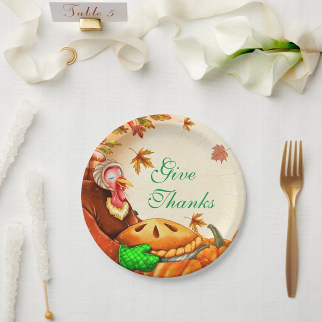 Plato De Papel Pie de calabaza de Acción de Gracias (Boda)