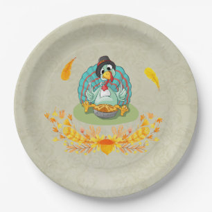 Plato De Papel Pie de calabaza para comer en Turquía el día de Ac