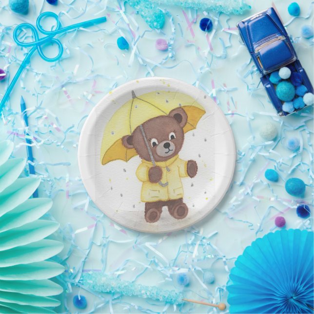 Plato De Papel Pie de oso en la lluvia (Fiesta)