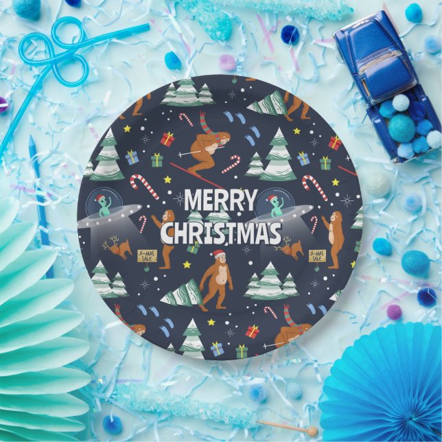 Plato De Papel Pie grande, extranjeros y Navidades de renos (Fiesta)