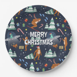 Plato De Papel Pie grande, extranjeros y Navidades de renos