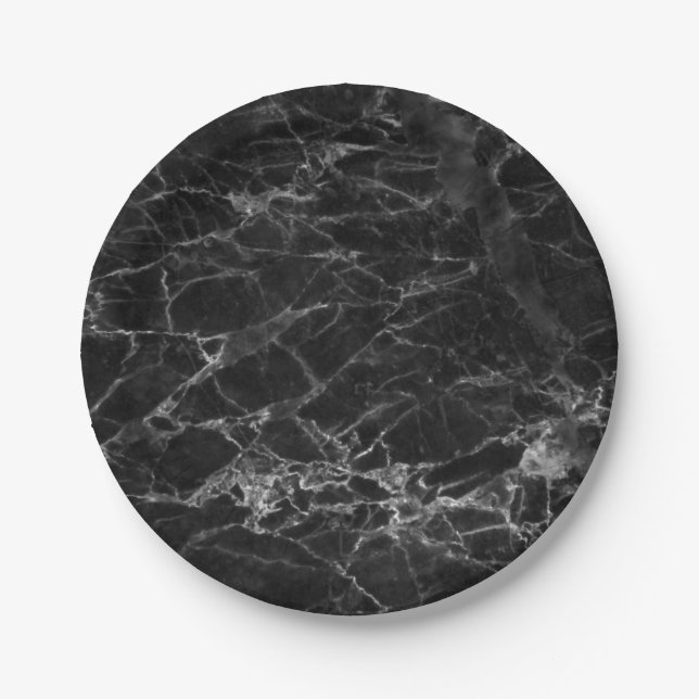 Plato De Papel Piedra de mármol negro (Anverso)