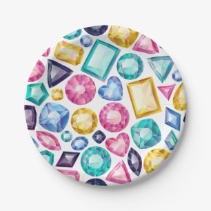 Plato De Papel Piedras preciosas brillantes femeninas elegantes