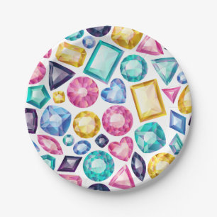Plato De Papel Piedras preciosas brillantes femeninas elegantes