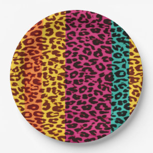 Plato De Papel Piel de estampado de leopardo de color retro #117