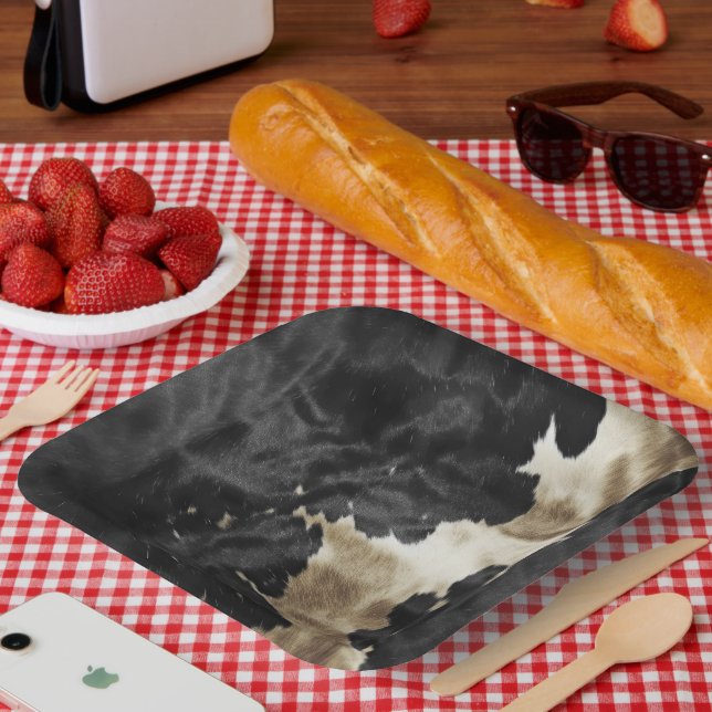 Plato De Papel Piel de vaca Black Champagne Gold (Picnic)