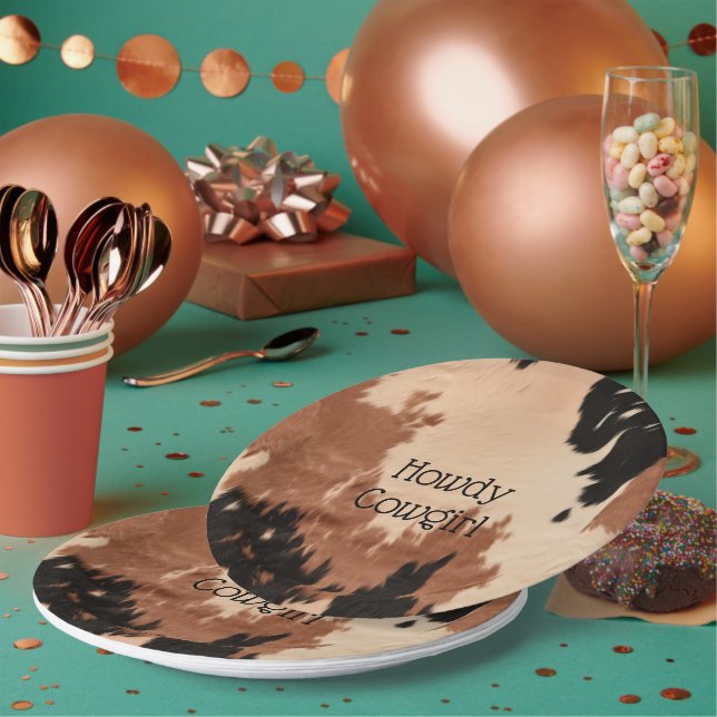 Plato De Papel Piel de vaca de Cream Brown (Multi)