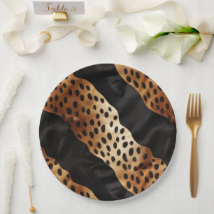 Plato De Papel Piel de vaca de Crema Marrón Negra Occidental