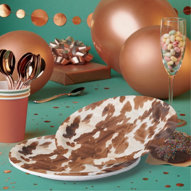 Plato De Papel Piel de vaca de Western Cream Brown (Multi)