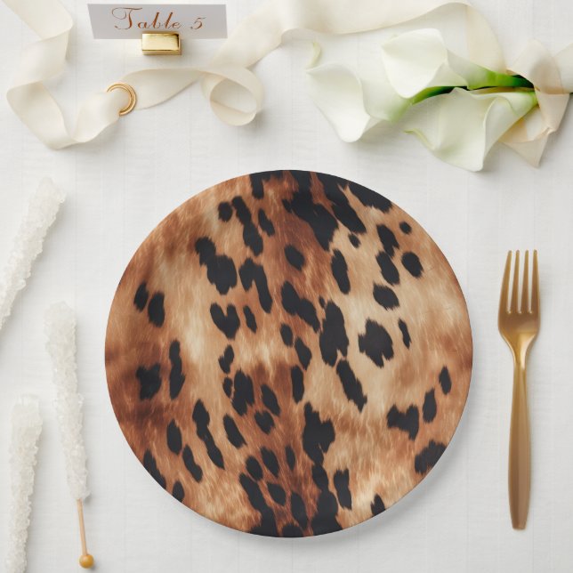 Plato De Papel Piel de vaca de Western Cream Brown (Boda)
