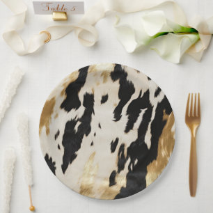 Plato De Papel Piel de vaca Occidental Black Ivory Gold