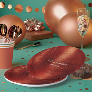 Plato De Papel Piel de vaca Rojo Occidental