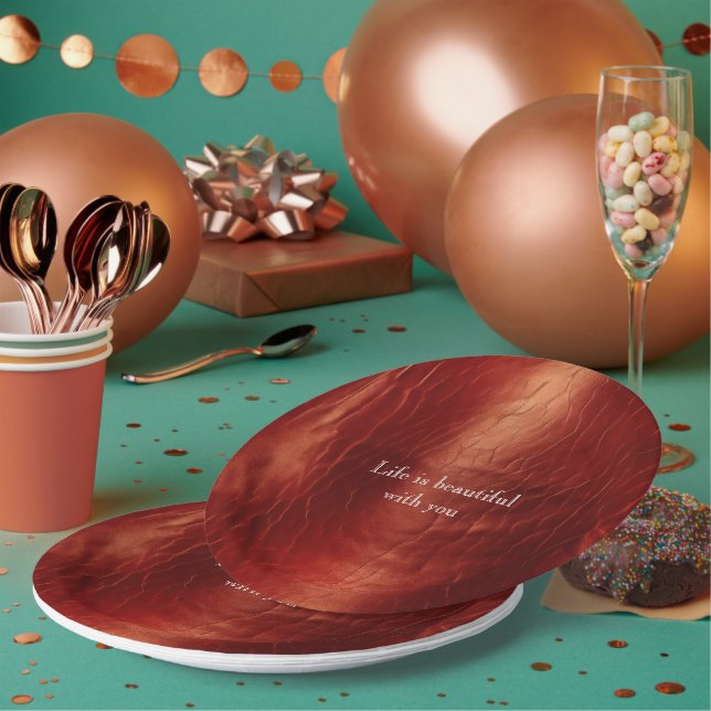 Plato De Papel Piel de vaca Rojo Occidental (Multi)