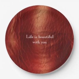 Plato De Papel Piel de vaca Rojo Occidental