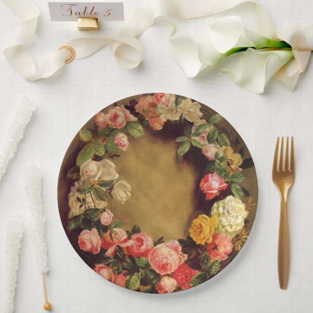 Plato De Papel Pierre-Auguste Renoir - Corona de Rosas (Boda)