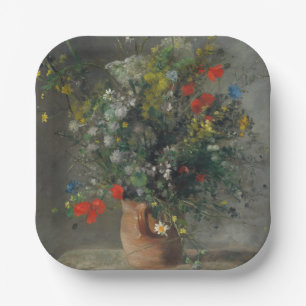 Plato De Papel Pierre-Auguste Renoir - Flores en una plaza 1866