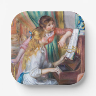 Plato De Papel Pierre Auguste Renoir - Jóvenes Chicas en el piano