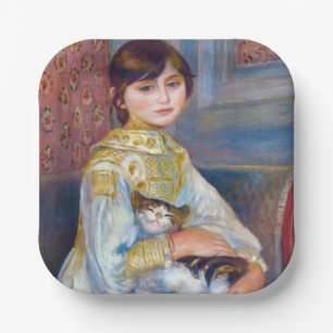 Plato De Papel Pierre-Auguste Renoir - Niño con gato