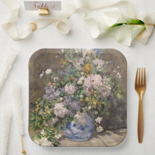 Plato De Papel Pierre-Auguste Renoir Ramo de Primavera    