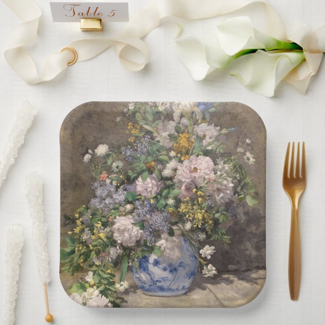 Plato De Papel Pierre-Auguste Renoir Ramo de Primavera     (Boda)