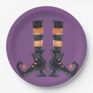Plato De Papel Pies de Bruja de Halloween