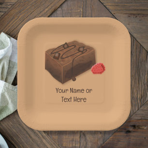 Plato De Papel Pieza de pastel de bandeja de chocolate Brownie - 