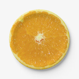Plato De Papel Pieza fresca de fruta Naranja
