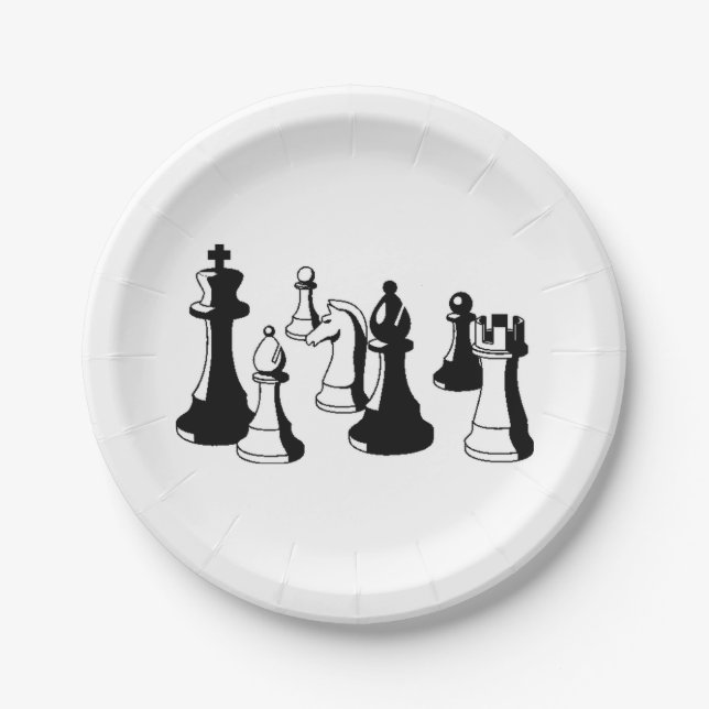 Plato De Papel Piezas de Ajedrez Arte Antiguo #2 (Anverso)