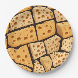 Plato De Papel Piezas de queso con agujeros naturales patrón lind