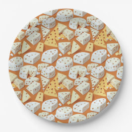 Plato De Papel Piezas de queso con agujeros naturales patrón lind