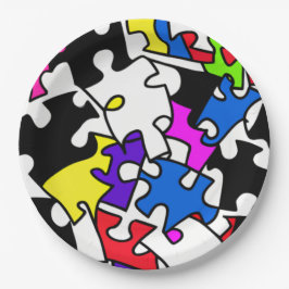 Plato De Papel Piezas de rompecabezas