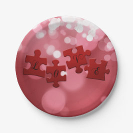 Plato De Papel Piezas de rompecabezas de la escritura de amor