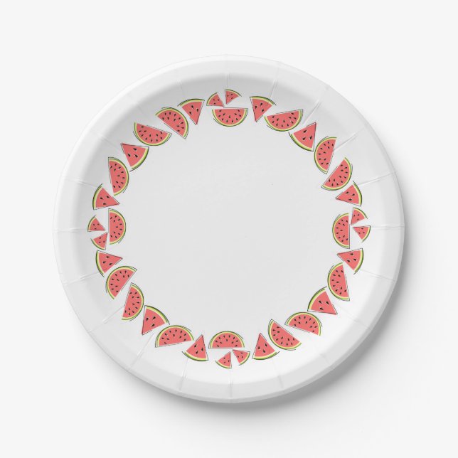 Plato De Papel Piezas de sandía Placa de papel circular (Anverso)