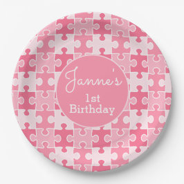 Plato De Papel Piezas del rompecabezas de la Girona rosa