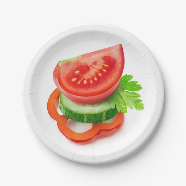 Plato De Papel Piezas vegetales frescas (Anverso)