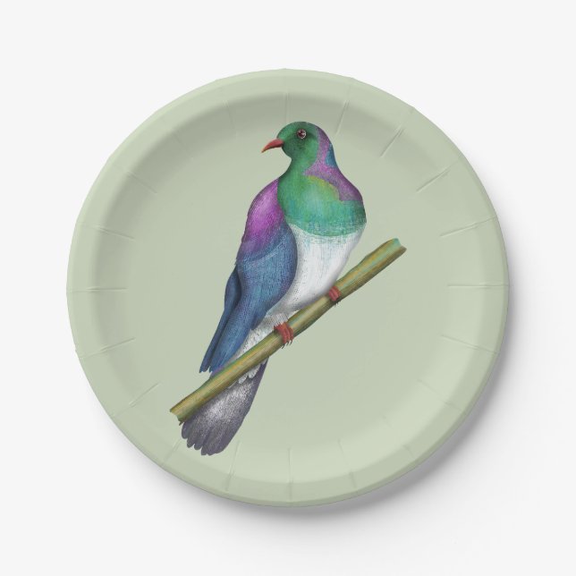 Plato De Papel Pigeon de Kereru Wood (Anverso)