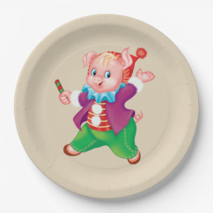 Plato De Papel piglet rosado alegre