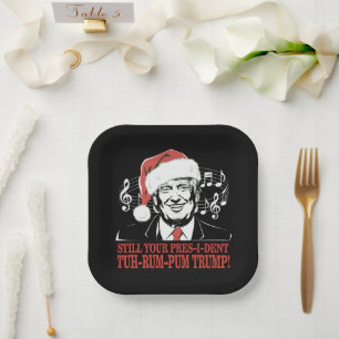 Plato De Papel Pijama divertido de Navidad del presidente Trump f