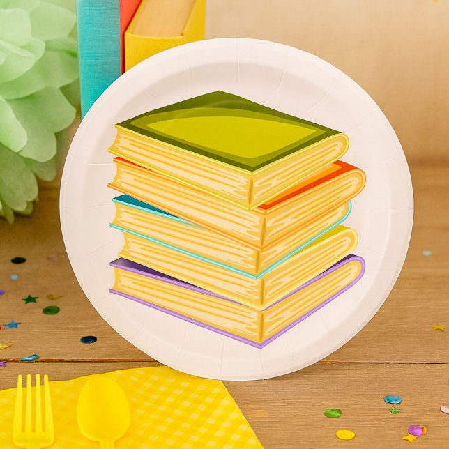 Plato De Papel Pila de Libros Arte y Lectura para Amantes de los  (Subido por el creador)