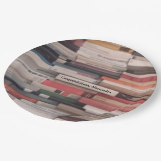 Plato De Papel Pila de nombre del personalizado de la enhorabuena