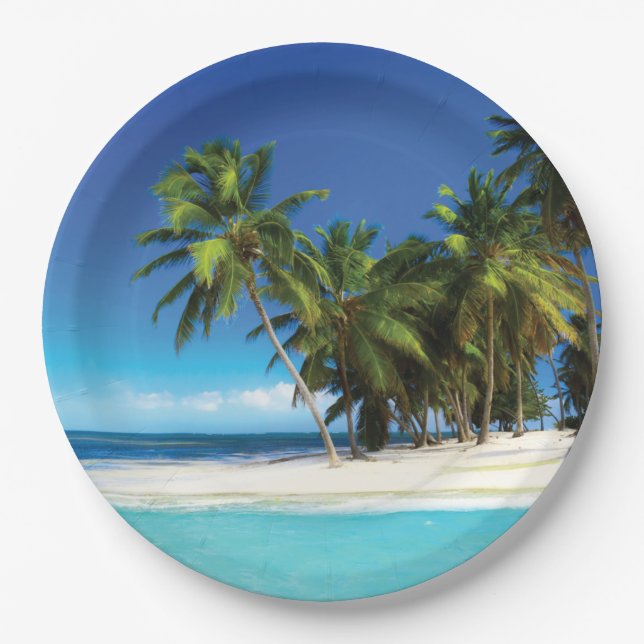 Plato De Papel Pilar de tiro de playa exótica (Anverso)