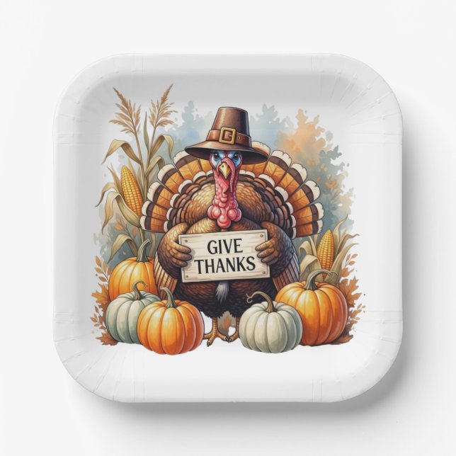 Plato De Papel Pilgrim Spirit & Pumpkin Joy (Anverso)