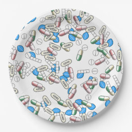 Plato De Papel Pill Sprinkles Pattern